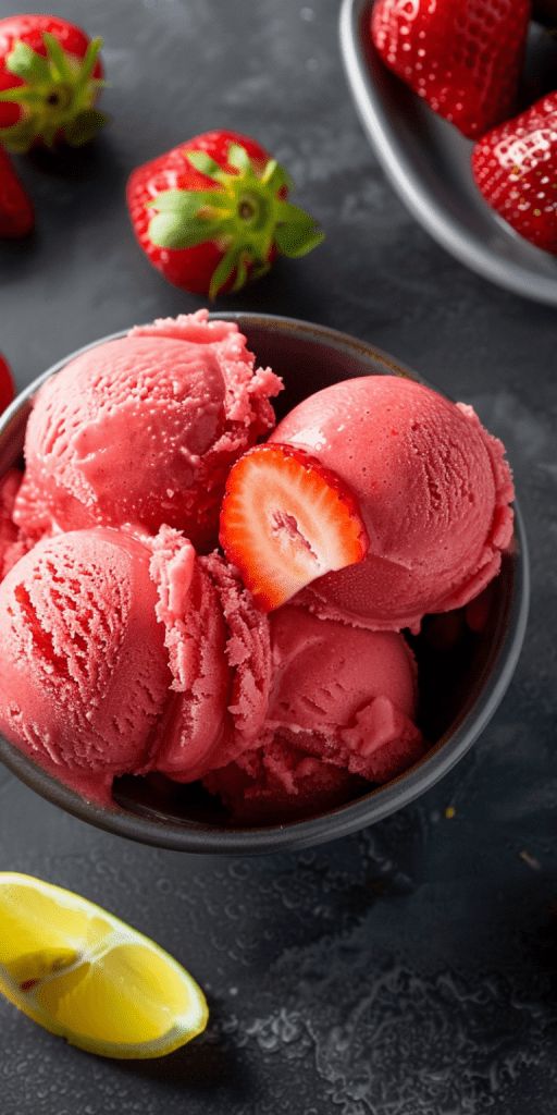 3 Ingredient Strawberry Sorbet