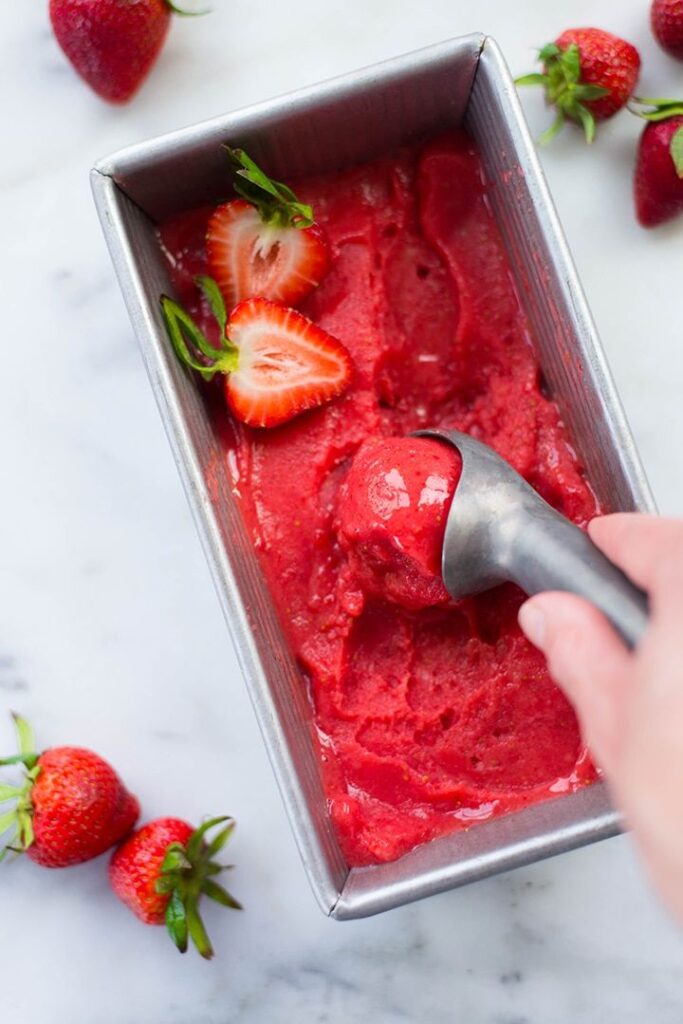 3 Ingredient Strawberry Sorbet