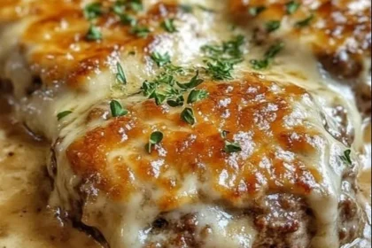 Delicious Amish Hamburger Steak Bake ready to be served