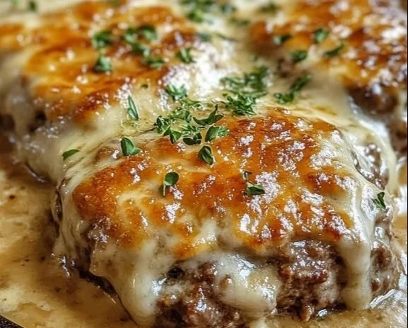 Delicious Amish Hamburger Steak Bake ready to be served