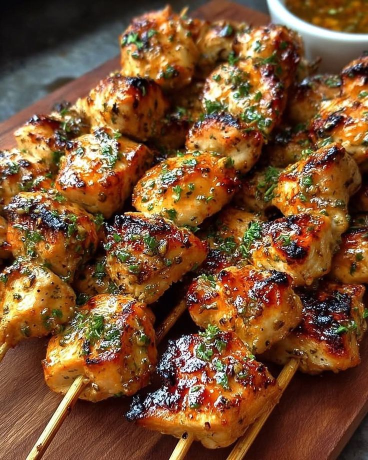 Greek Yogurt Marinated Garlic Chicken Skewers