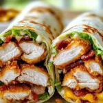 Delicious chicken bacon wraps on a plate garnished with fresh herbs