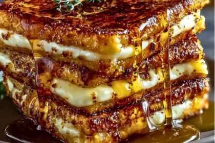 Delicious Crème Brûlée French Toast topped with caramelized sugar