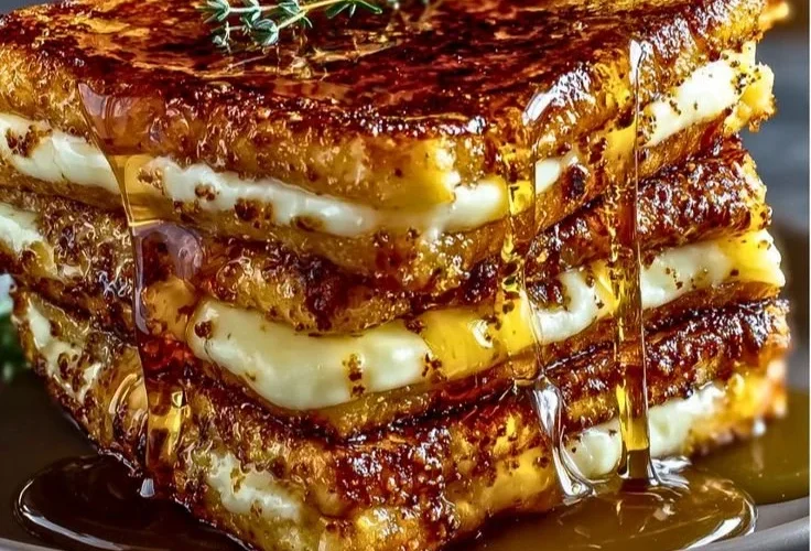Delicious Crème Brûlée French Toast topped with caramelized sugar