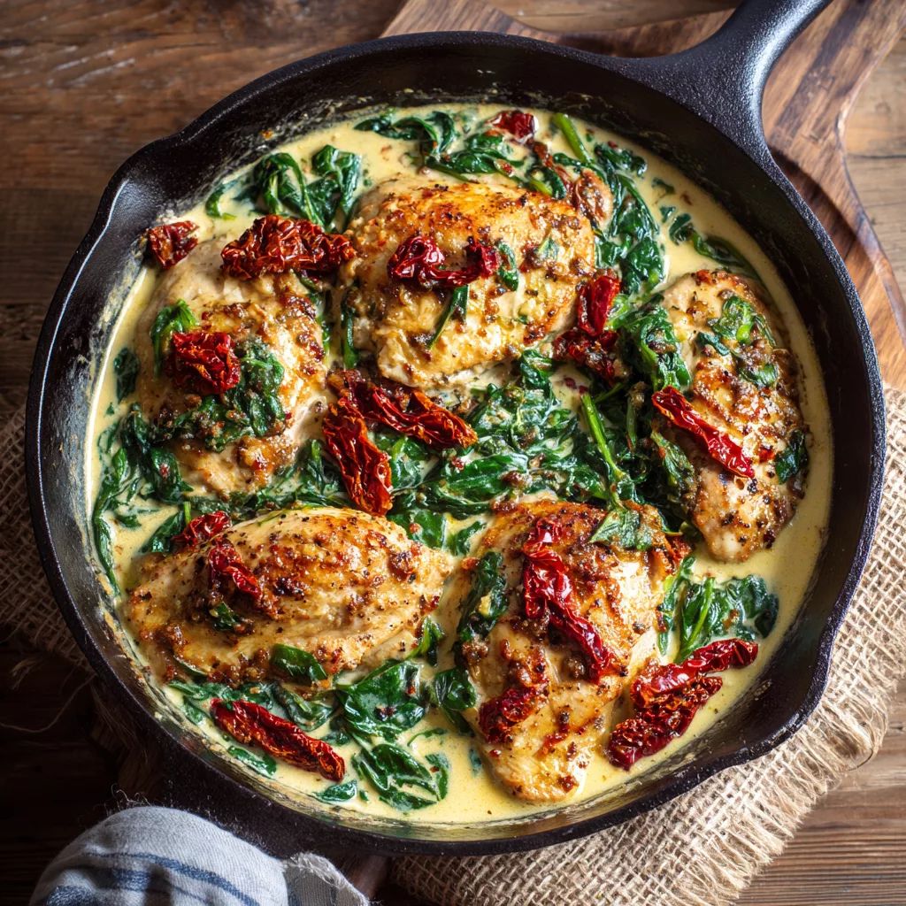 Sun-Dried Tomato & Spinach Chicken Skillet