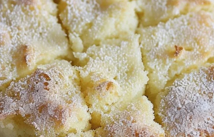 A slice of French butter cake with a golden crust and fluffy texture.