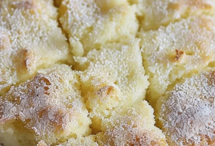 A slice of French butter cake with a golden crust and fluffy texture.