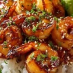 Honey Garlic Shrimp Bowls with vibrant vegetables and rice
