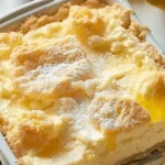 Delicious lemon cream cheese dump cake ready to serve