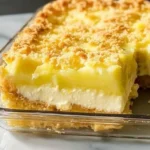 Lemon Cream Cheese Dump Cake topped with lemon zest and berries