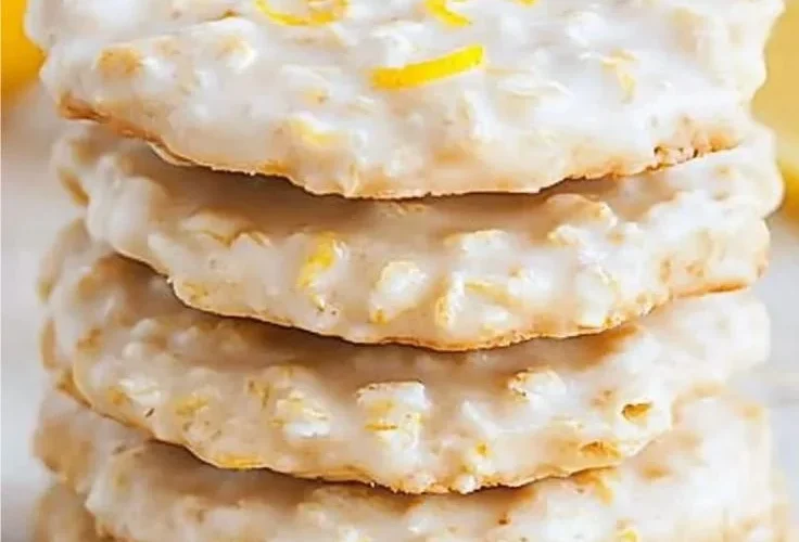 Lemon oatmeal no-bake cookies on a plate, a perfect summer treat.