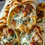 Delicious low carb cheesy garlic chicken wraps served with fresh veggies