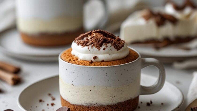 Mixing protein mug cake batter in a mug