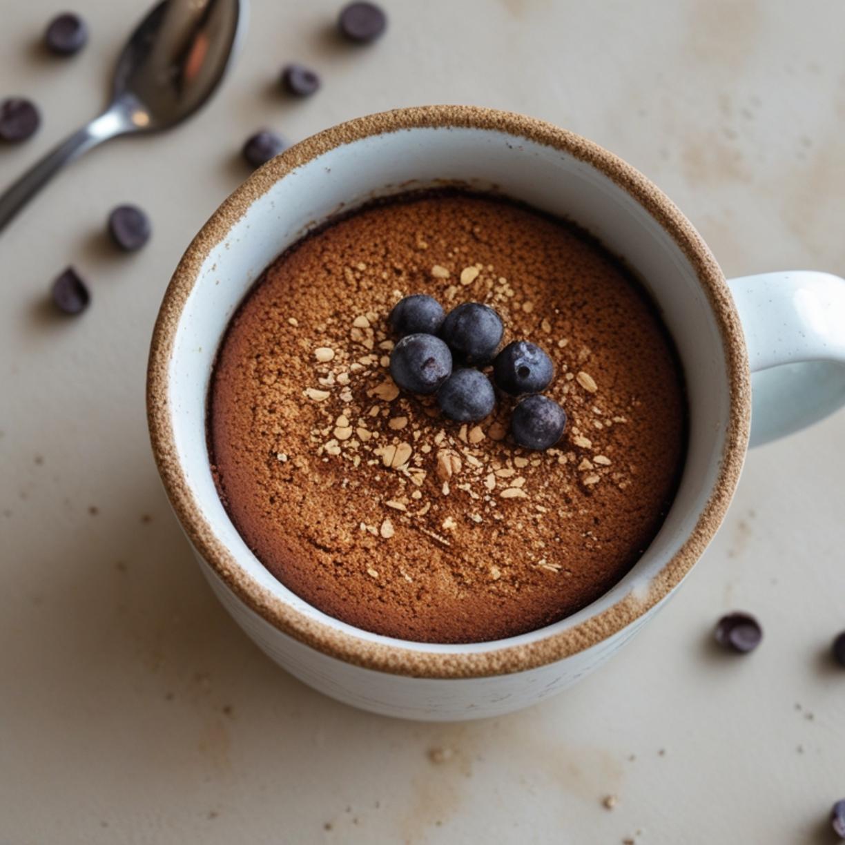 Overcooked and dry mug cake next to a perfect one