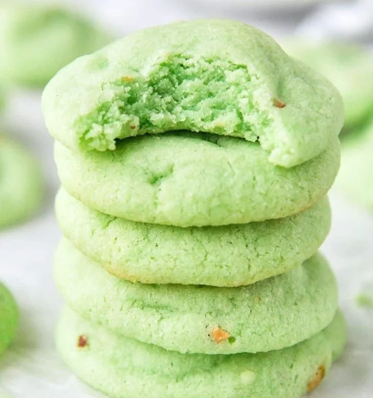 Delicious homemade pistachio pudding cookies on a plate
