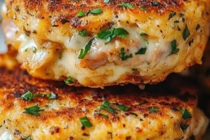 Delicious tuna melt patties served with fresh ingredients