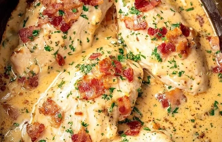 Delicious easy Crock Pot Crack Chicken served in a bowl with garnishes