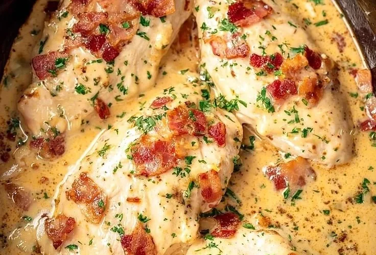 Delicious easy Crock Pot Crack Chicken served in a bowl with garnishes