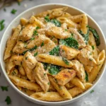 Healthy Garlic Parmesan Chicken Pasta recipe with flavorful chicken and pasta