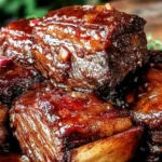 Slow cooker beef short ribs served with vegetables