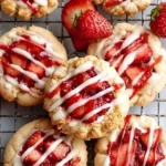 Best Strawberry Shortcake Butter Cookies with fresh strawberries and cream