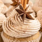 Delicious chai latte cupcakes topped with frosting and spices.