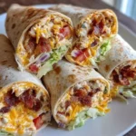 Cheesy Bacon Ranch Wraps ready to serve, garnished with fresh herbs