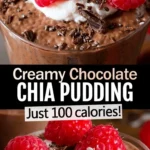 Delicious Chocolate Chia Pudding served in a bowl with toppings.
