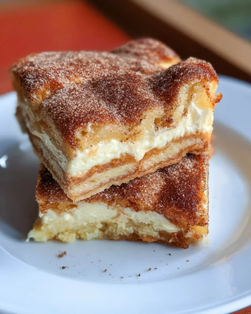 Delicious Churro Cheesecake Bars topped with cinnamon sugar