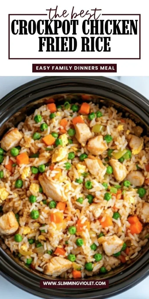 Delicious crockpot chicken fried rice served in a bowl