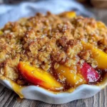 Delicious easy peach crisp with a crunchy oat crumble topping