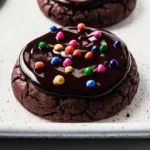Gluten-free Crumbl Galaxy Brownie Cookies with rich chocolate flavor