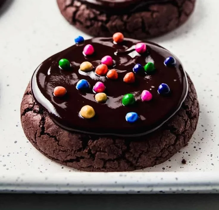 Gluten-free Crumbl Galaxy Brownie Cookies with rich chocolate flavor
