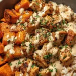 Healthy chicken and sweet potato rice bowl recipe for nutritious meals