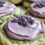 Delicious matcha lavender cookies on a plate, perfect for dessert.