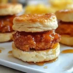 Delicious Hot Honey Chicken Biscuits served on a plate