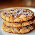 Plate of Lavender Honey Crunch Cookies with a hint of lavender flowers