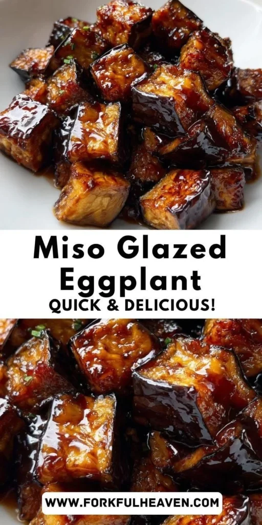 Delicious miso glazed eggplant served on a plate with garnishes