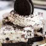 No-bake dairy-free gluten-free Oreo pie topped with crushed Oreos