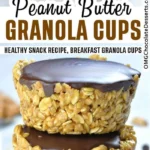 No Bake Peanut Butter Granola Cups on a wooden table