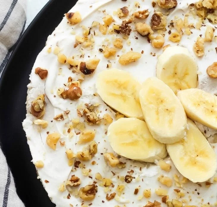 Delicious Paleo Banana Cream Pie served on a plate