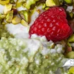 Delicious Pistachio Overnight Oats served in a bowl with nuts and fruits