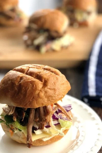 A delicious slow cooker dinner set on a dining table ready to serve.