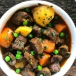 Delicious slow cooker dinner meal prepared with fresh ingredients.
