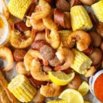 Delicious slow cooker shrimp boil with vegetables and seasoning