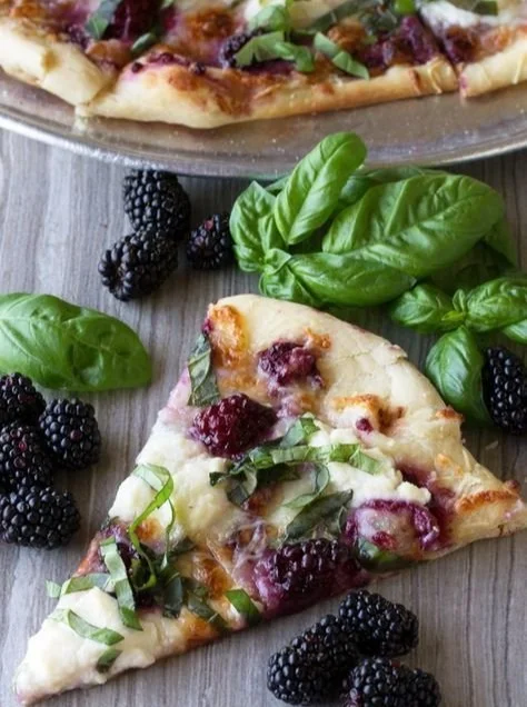 Delicious blackberry basil ricotta pizza topped with fresh ingredients