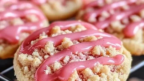 Delicious homemade strawberry crunch cookies with a crunchy topping