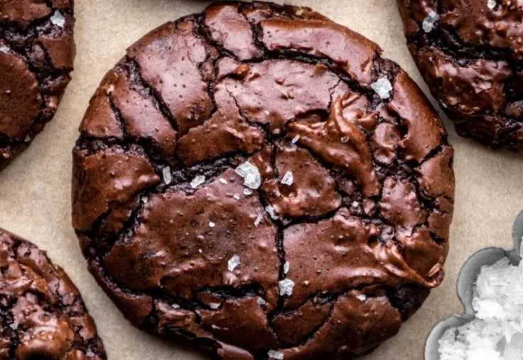 Delicious brownie cookies stacked on a plate, showcasing rich chocolate flavor.