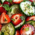Delicious Cucumber Strawberry Salad featuring fresh ingredients and vibrant colors.