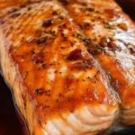 Delicious brown sugar soy sauce salmon on a plate